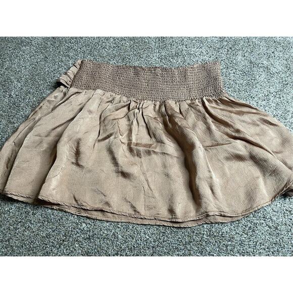 Aerie Mini Skirt Copper Color Pebble Look Material Elastic Waist Womens Size XL - Picture 3 of 8